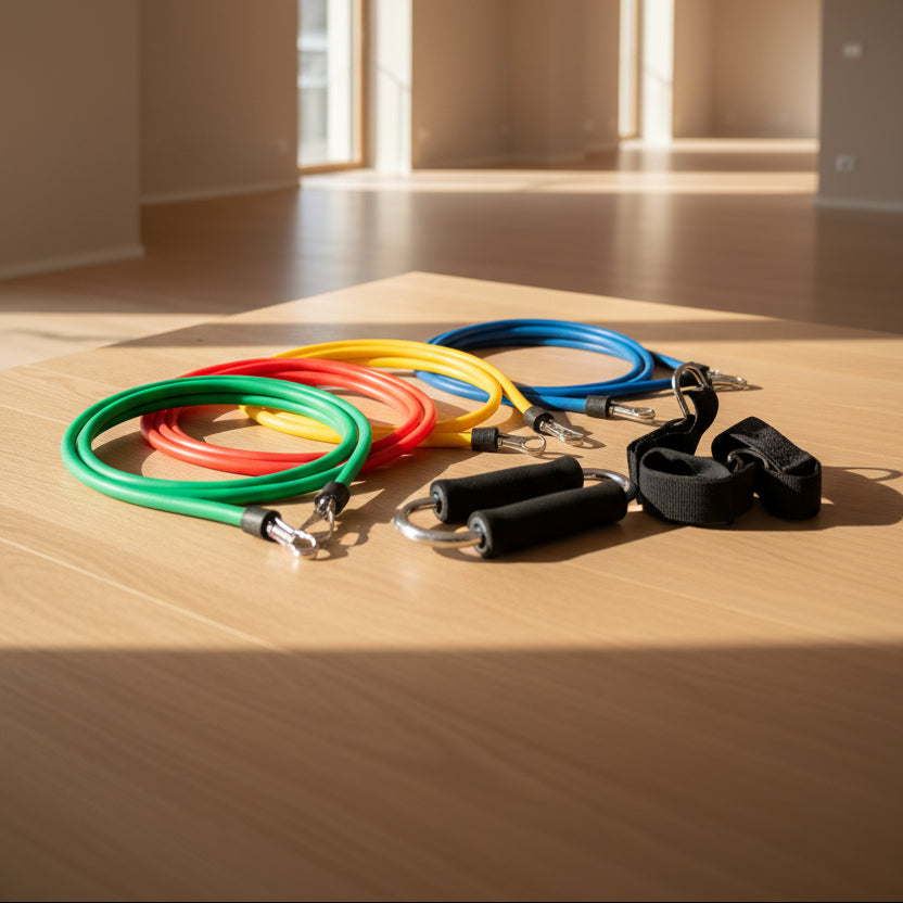 Set 5 Bandas Elásticas para Entrenamiento en Casa | Con Soporte de Puerta, Manoplas y Bolsa | Fe Market