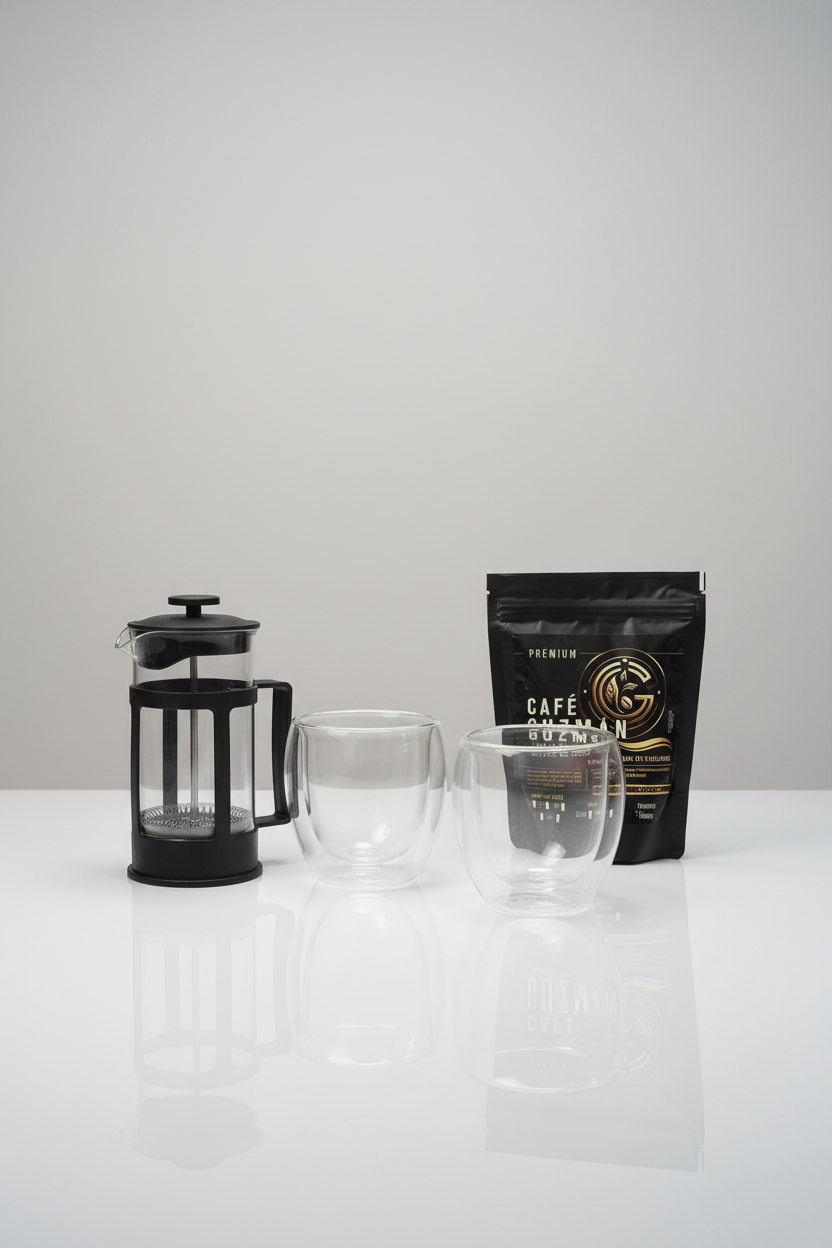 Kit Día del Padre – Prensa Francesa 350ml + 2 Vasos Doble Pared + Gratis Café Premium 125g