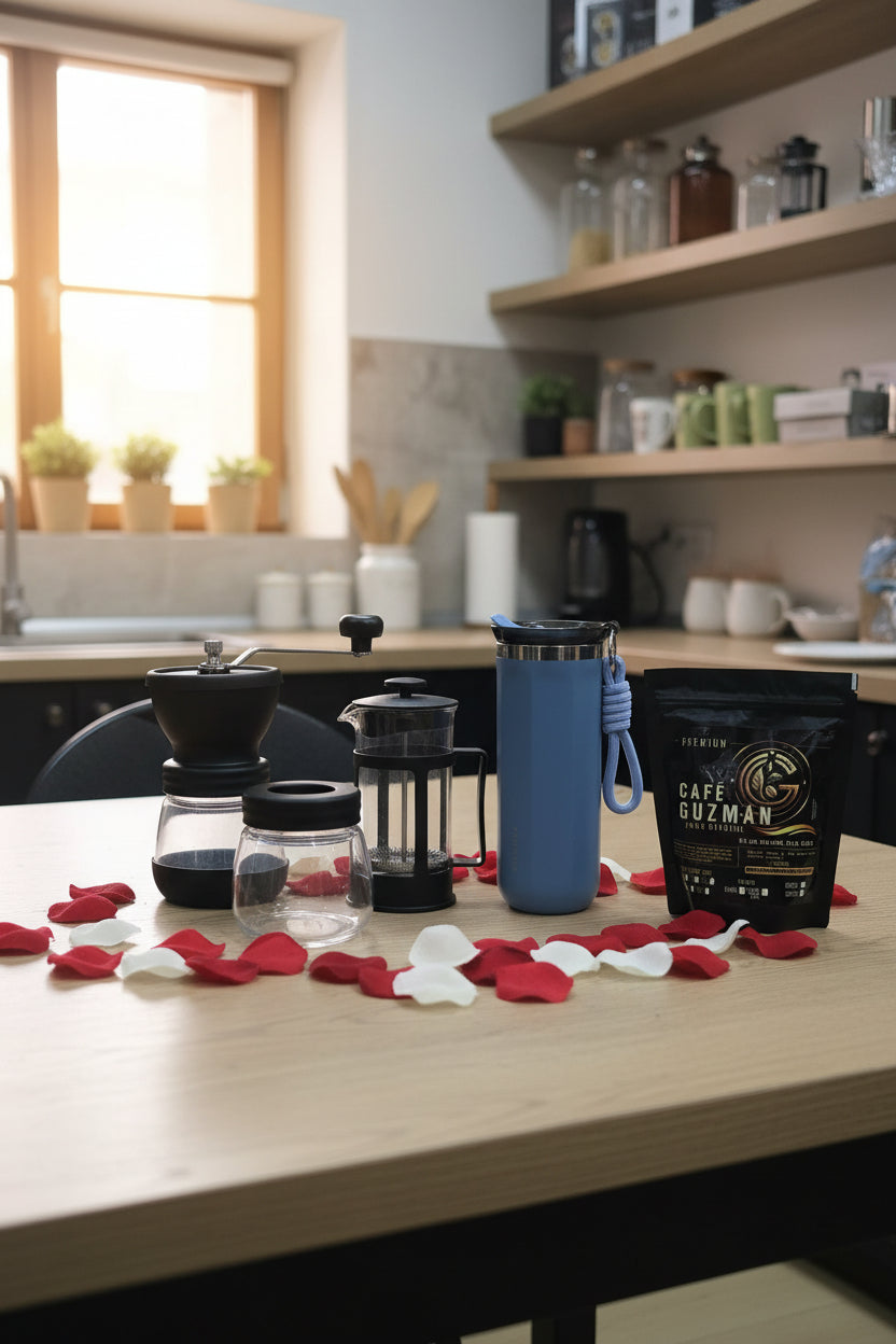 Kit Día del Padre – Molino Manual + Prensa Francesa + Termo Isotérmico + Café Premium 125g
