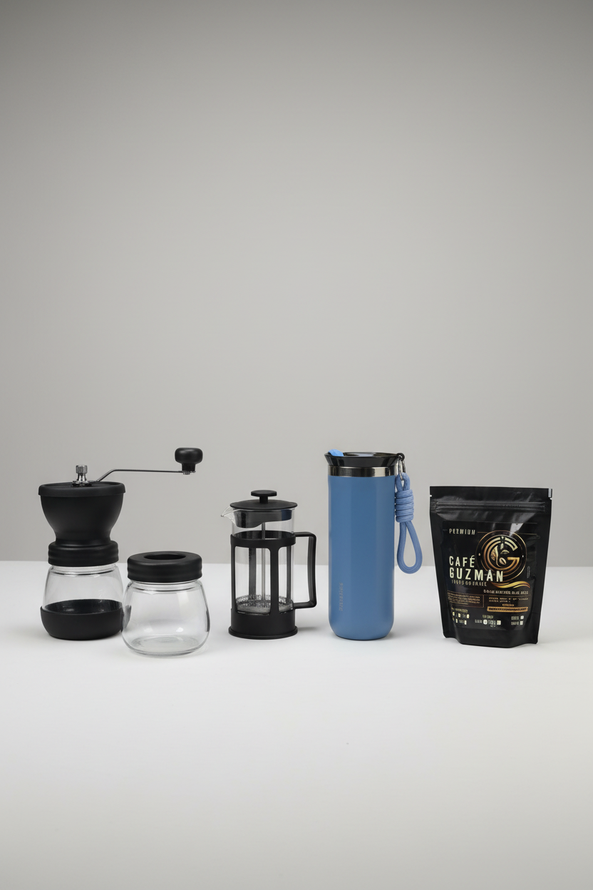 Kit Día del Padre – Molino Manual + Prensa Francesa + Termo Isotérmico + Café Premium 125g