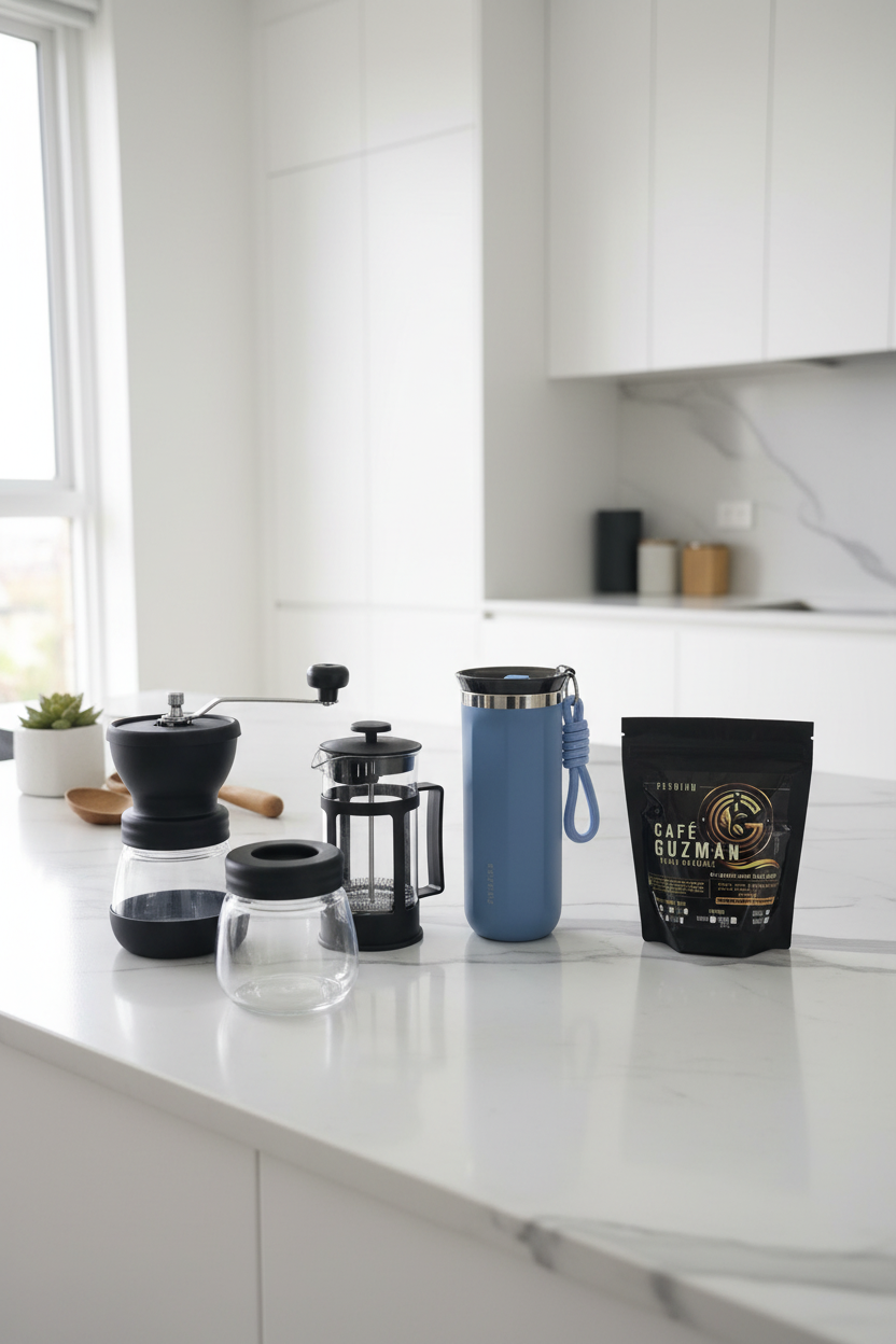 Kit Día del Padre – Molino Manual + Prensa Francesa + Termo Isotérmico + Café Premium 125g