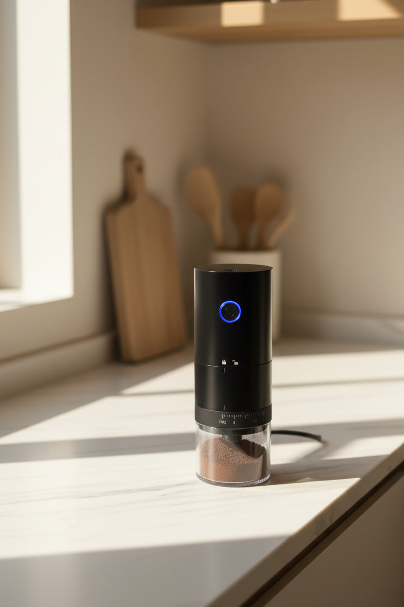 Molino de Café Eléctrico Recargable (USB): Diseño Inalámbrico Premium