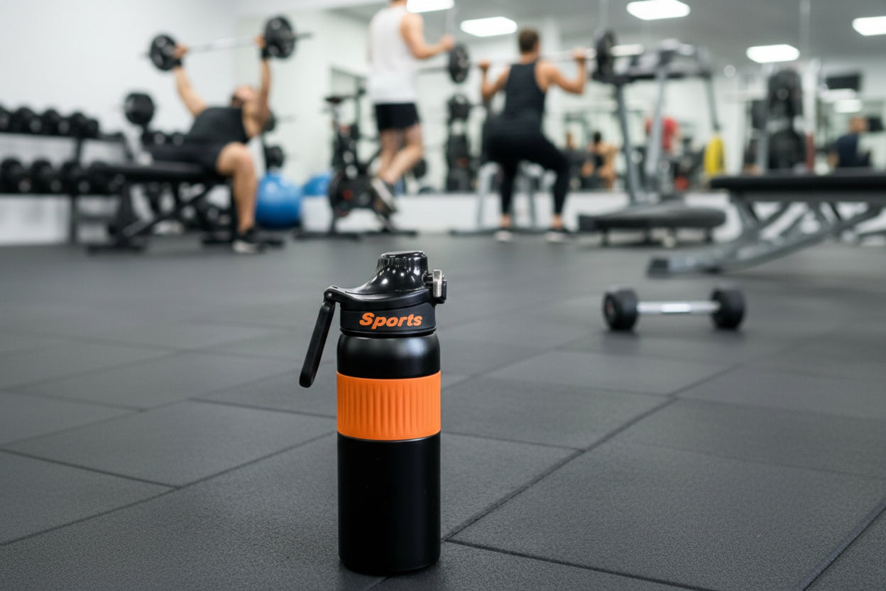 Termo Deportivo "Sport Grip" 550ml (Acero Doble Pared) - Tapa Dual: Pitillo + Chorro