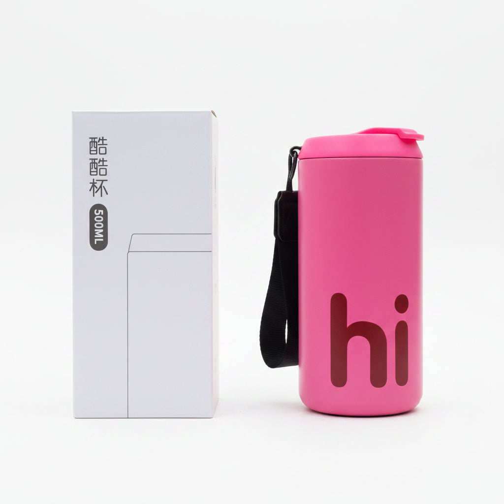 Vaso térmico Hi rosado con caja de presentación 500ml
