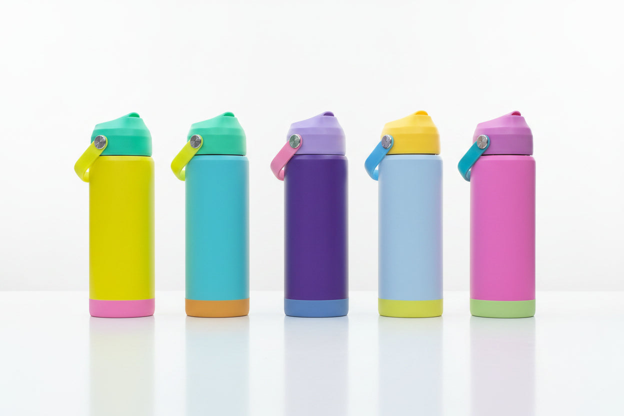 Termo infantil Vacuum Sports Bottle en 5 combinaciones de colores bicolor - vista comparativa