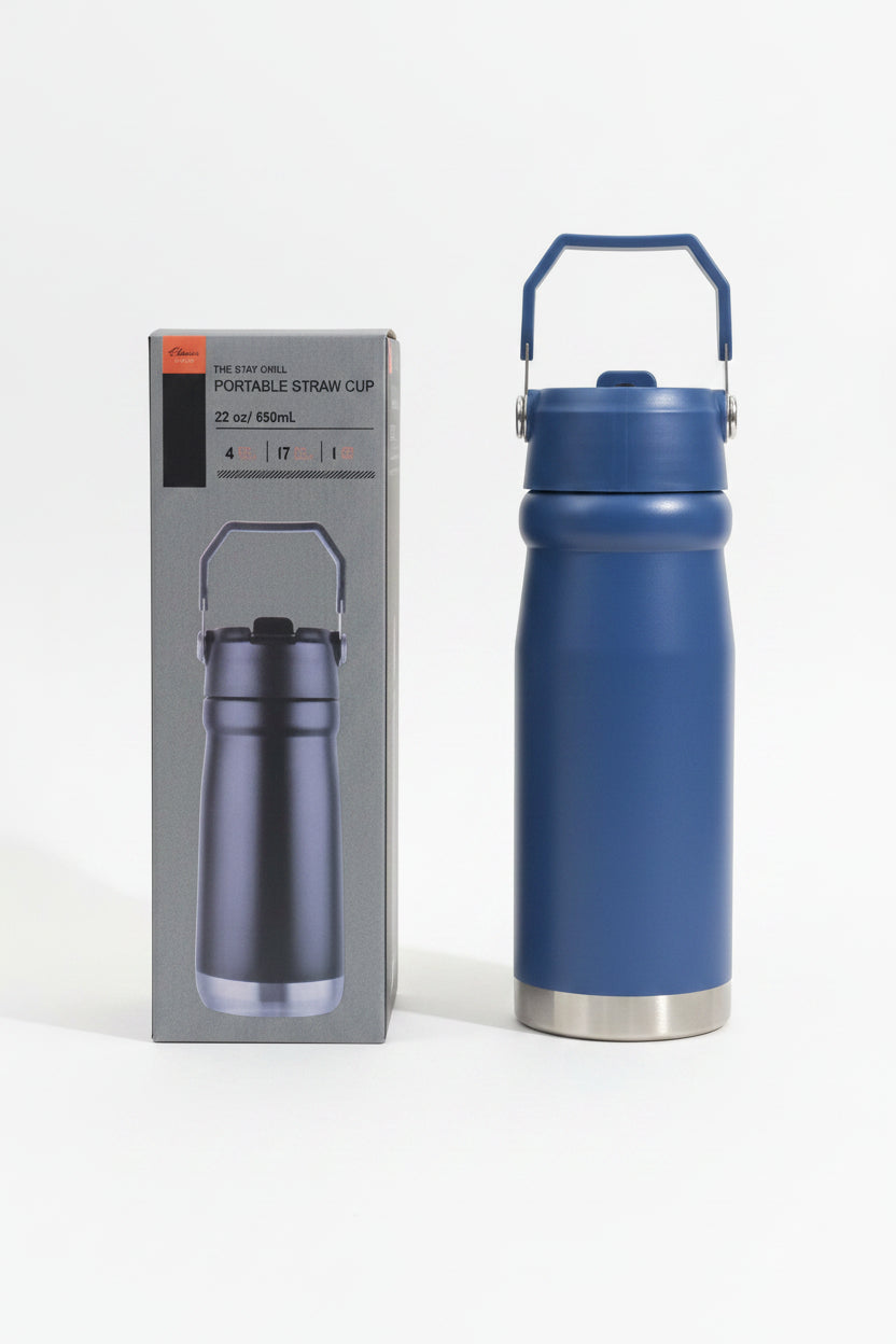 Termo Stay Chill azul marino con caja The Stay Chill Portable Straw Cup 22oz 650ml