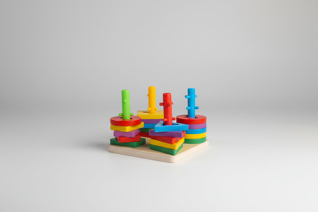 Torre Lógica Montessori de 4 Columnas - Clasificador Geométrico (20 Piezas)