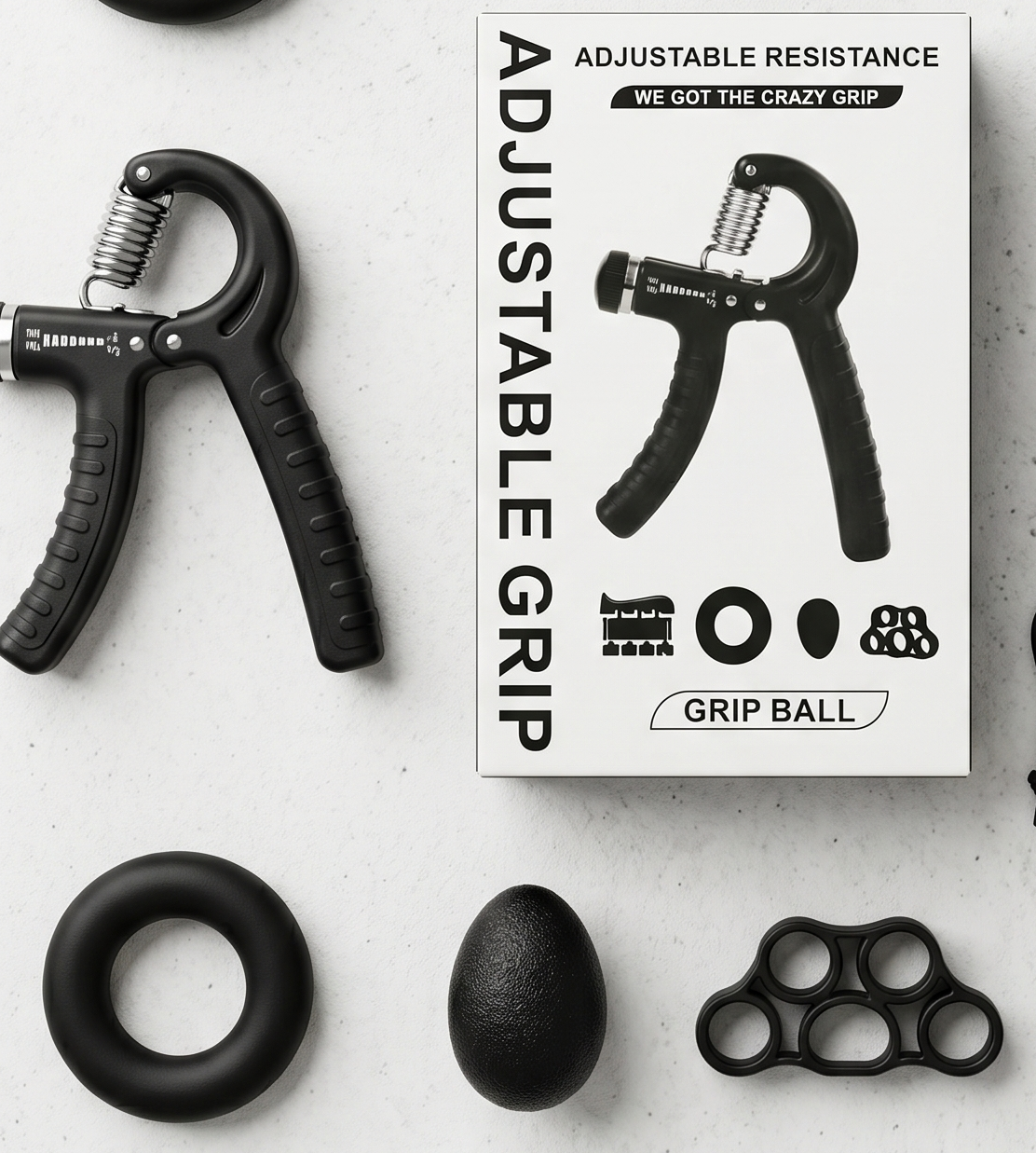 Set de Hand Grip 5 en 1 – Kit Completo de Fortalecimiento de Manos y Dedos