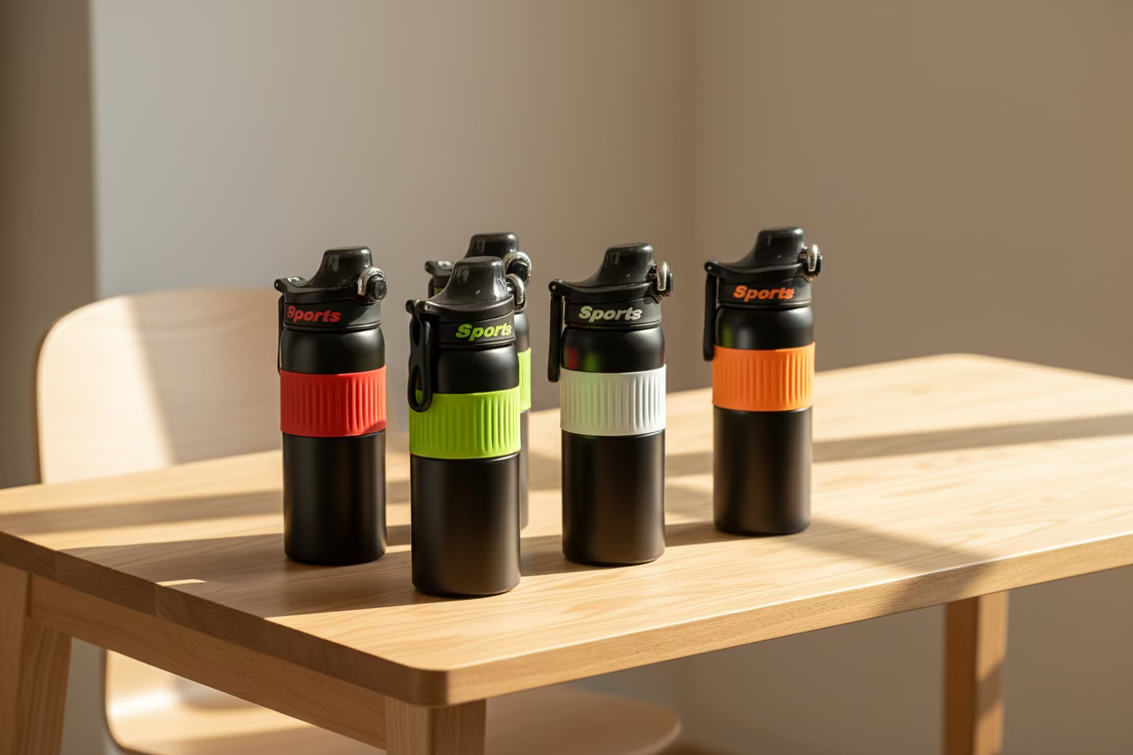 Termo Deportivo "Sport Grip" 550ml (Acero Doble Pared) - Tapa Dual: Pitillo + Chorro