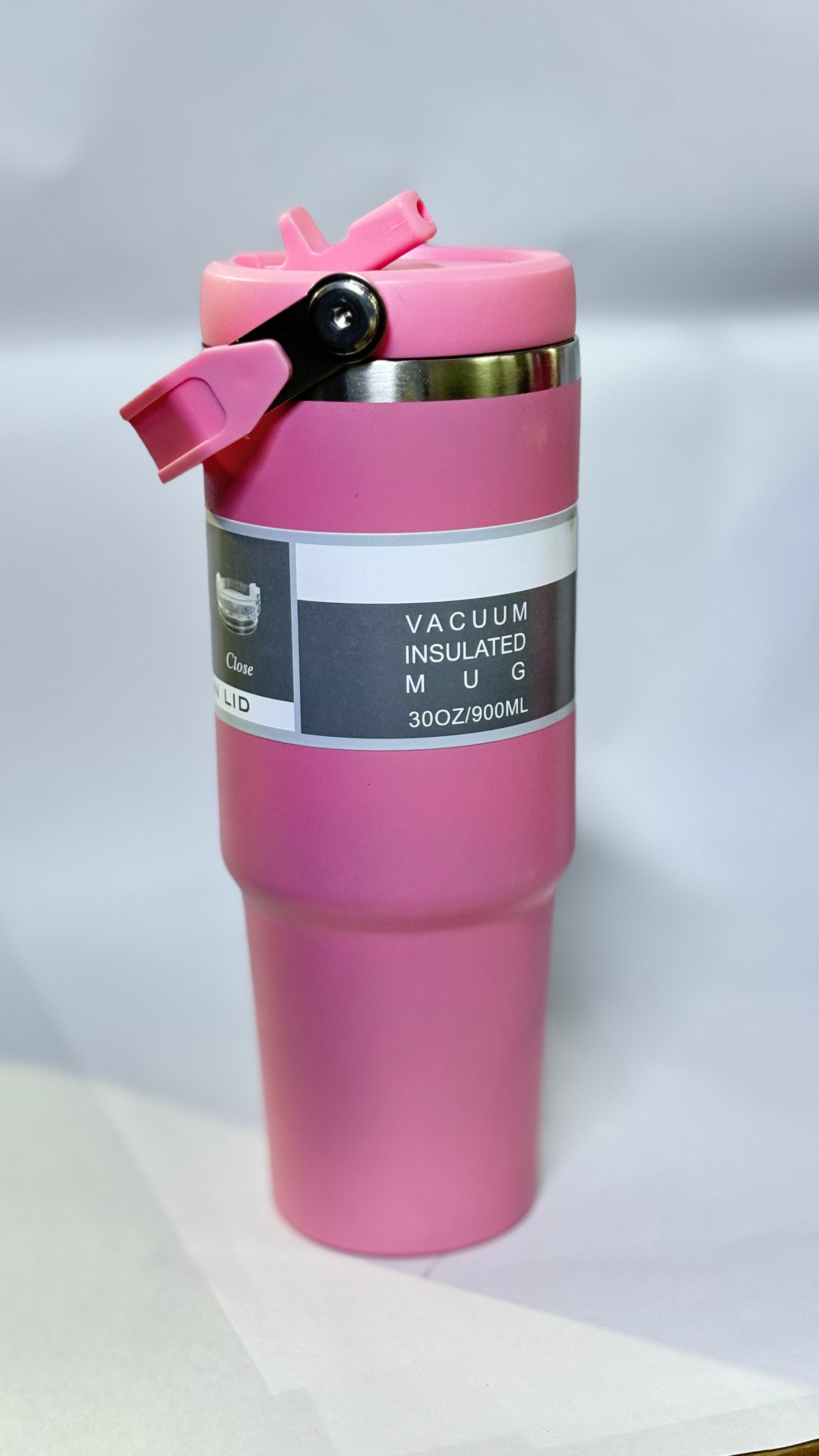 Termo Viral "Travel Quencher" 900ml (Tipo Stanley) - con Asa y Pitillo - Acero Inoxidable Doble Pared