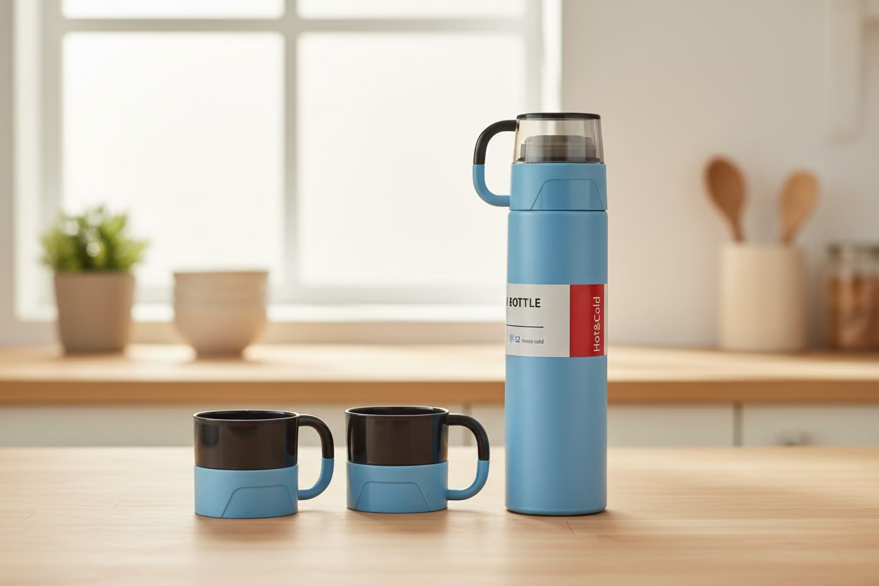 Set de Regalo Premium: Termo 500ml + 3 Tazas & Bolsa de Lujo