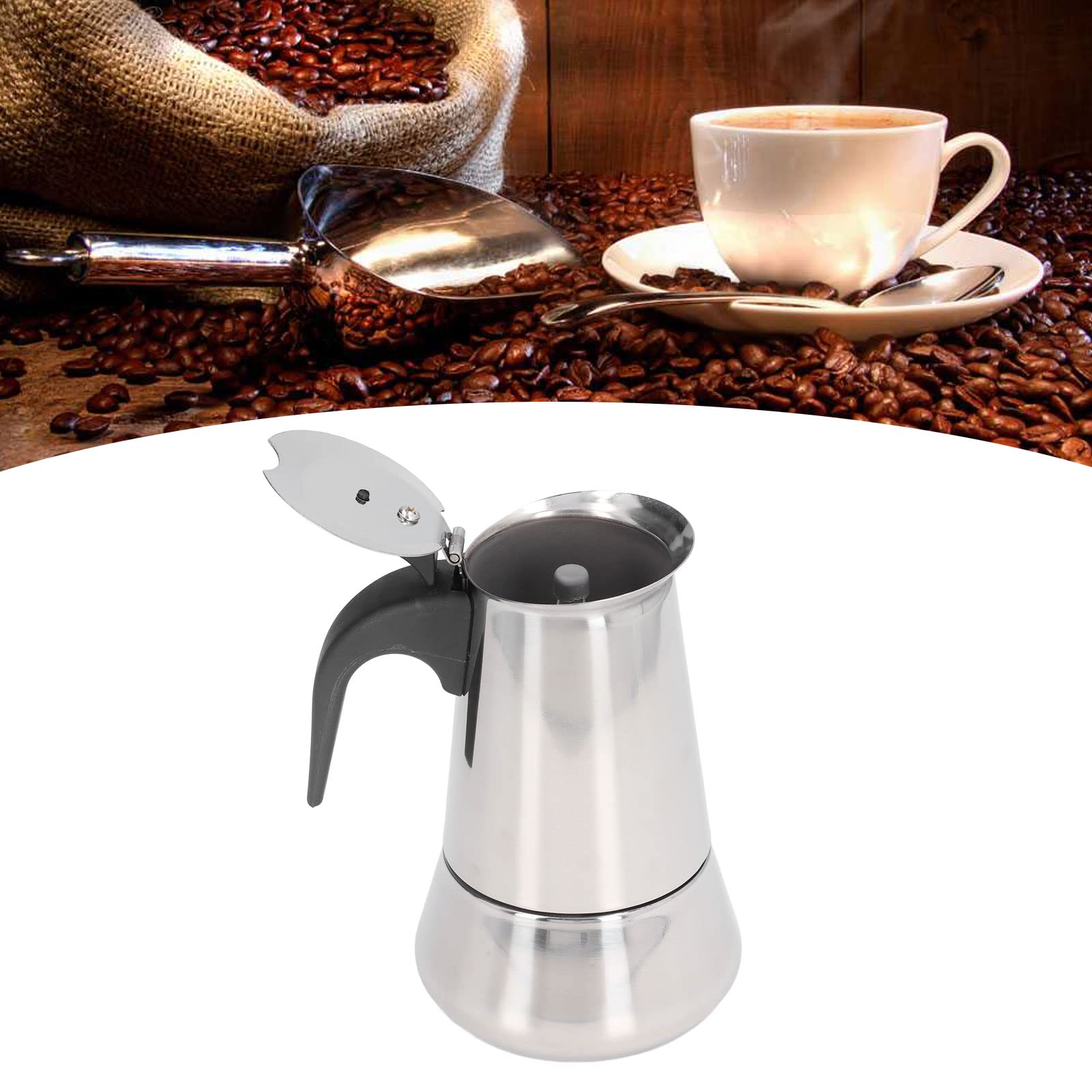 Cafetera Prensa Italiana 12 Tazas - Moka de Acero inoxidable para Café Espresso