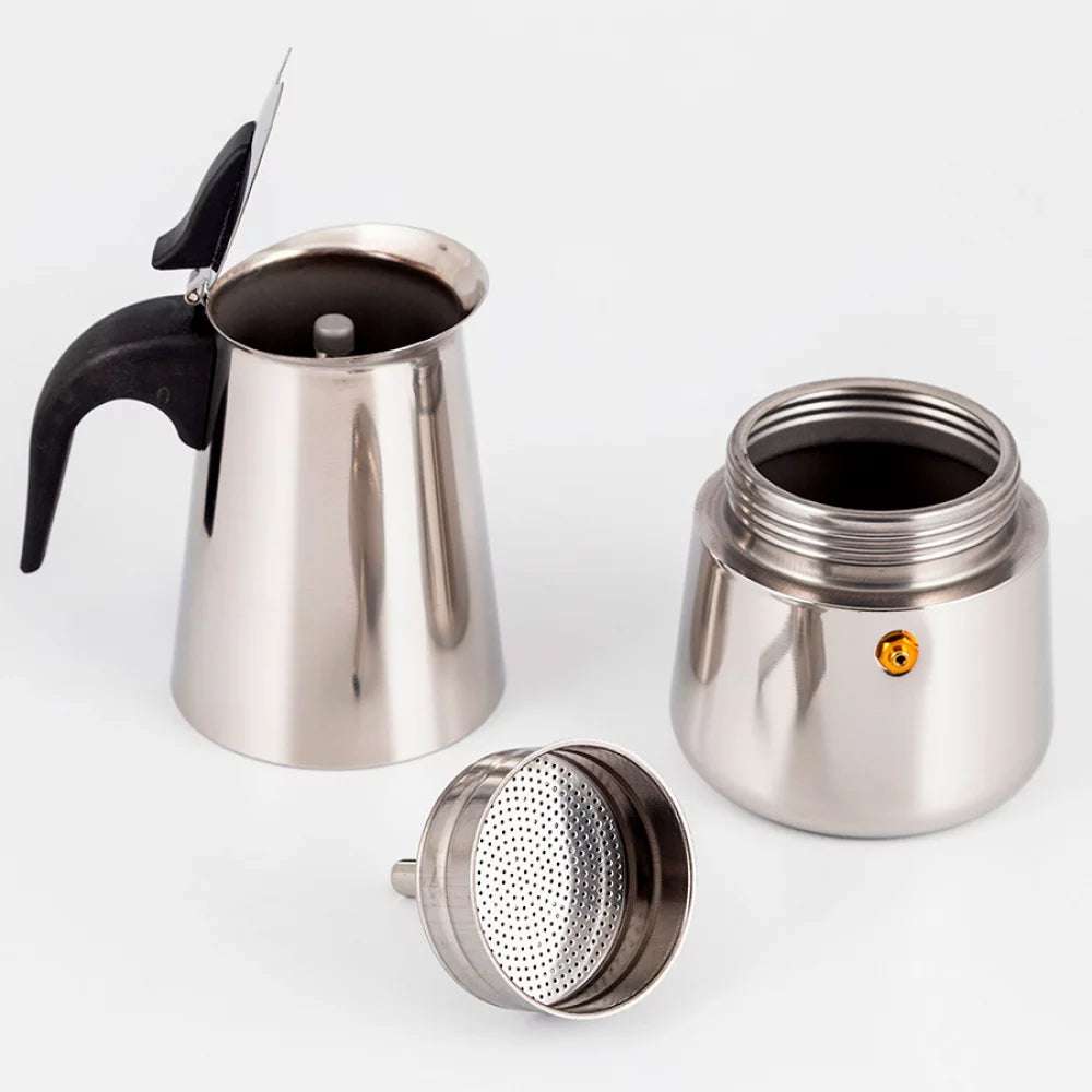 Cafetera Prensa Italiana 12 Tazas - Moka de Acero inoxidable para Café Espresso
