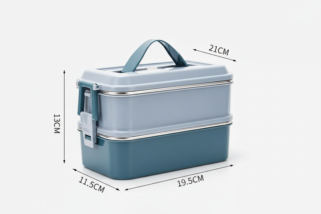 Lonchera Bento Box 2 Niveles: Portacomidas Hermético con Cubiertos (Apto Microondas)