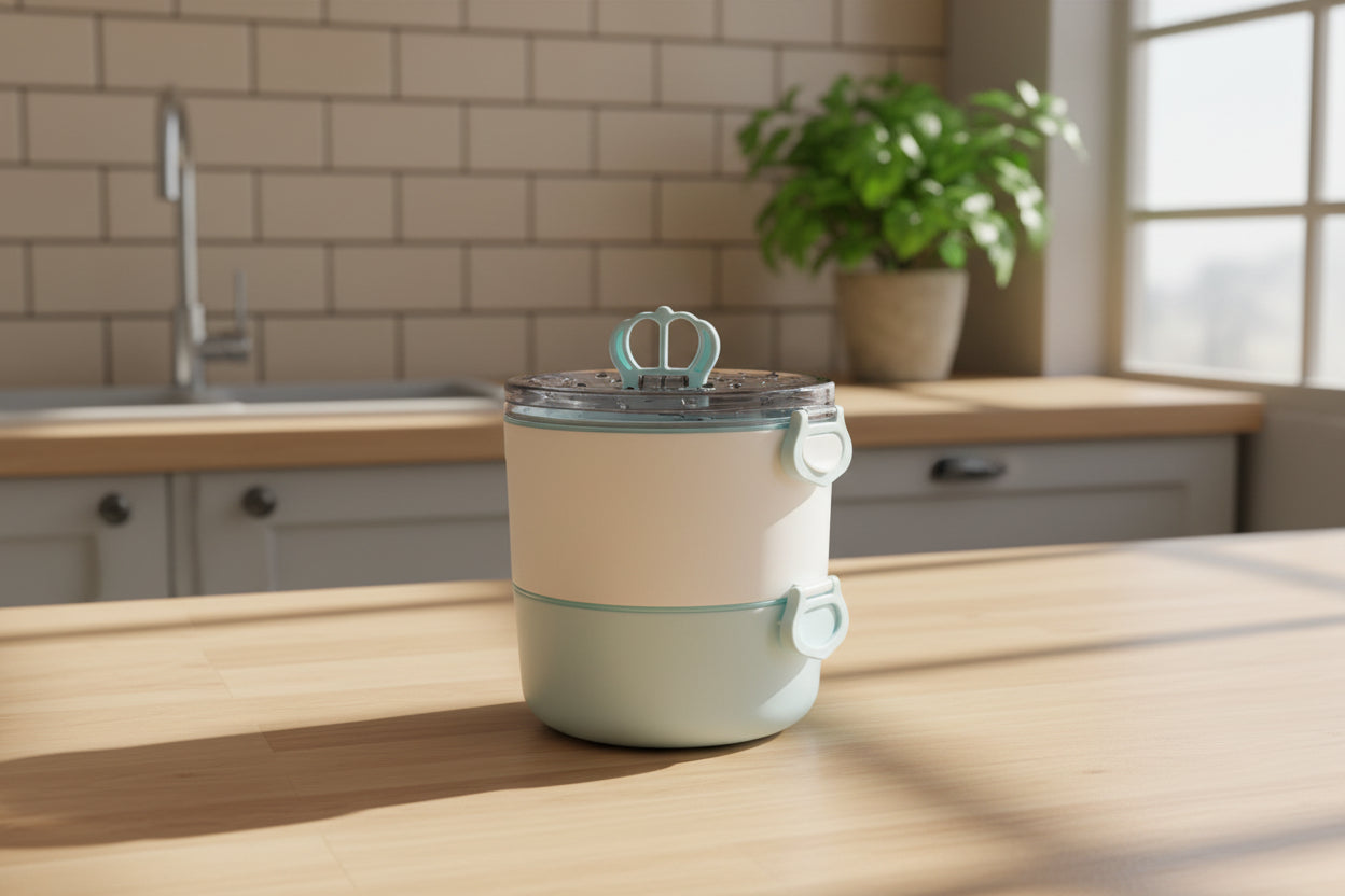 Lunch Box 2 en 1: Recipiente Térmico de Acero para Oficina y Colegio