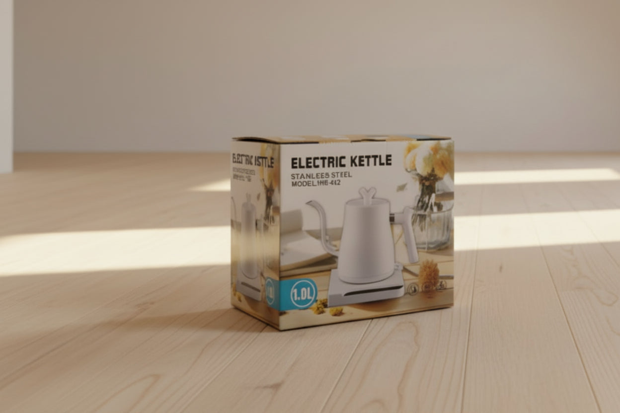 Caja de tetera eléctrica: acero inoxidable, 1.0 L, apagado automático