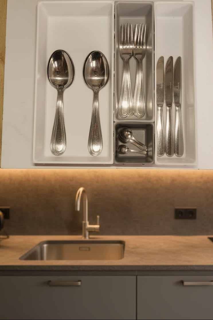 Bandeja Cubiertera XL: 6 Divisiones para Cucharas, Tenedores y Utensilios