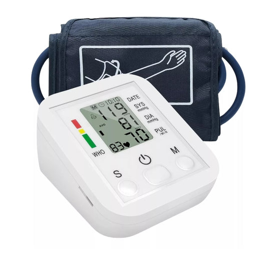 Monitor de presión arterial de brazo, máquina de presión arterial - Monitor automático del brazo digital con brazalete de presión arterial para uso doméstico