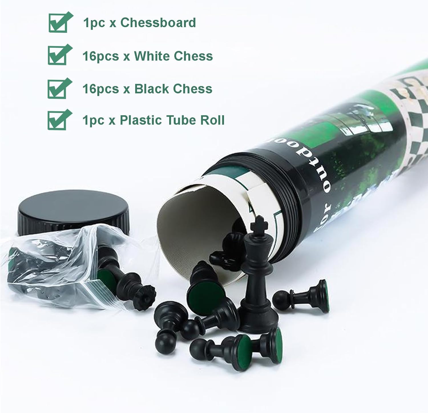 Ajedrez Enrollable Portátil con Estuche Tipo Tubo | Juego Clásico para Viajes