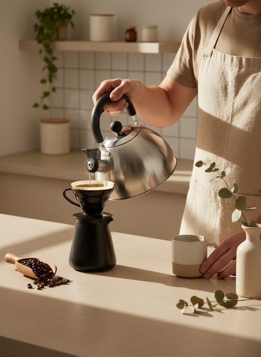 Tetera Silbante Premium (2.5L) - Acero Inoxidable & Mango Frío