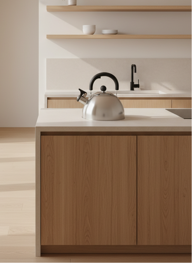 Tetera Silbante Premium (2.5L) - Acero Inoxidable & Mango Frío