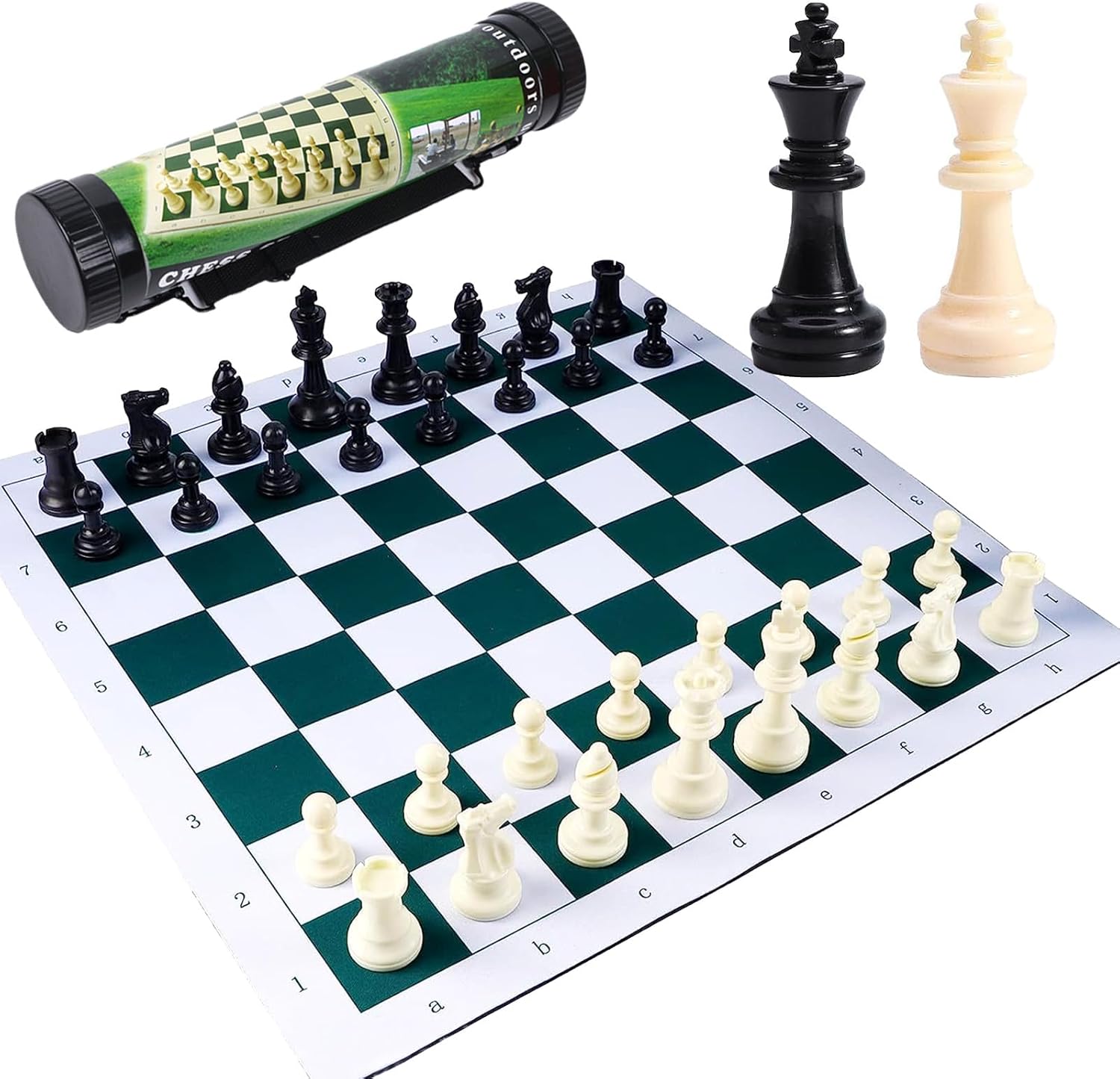 Ajedrez Enrollable Portátil con Estuche Tipo Tubo | Juego Clásico para Viajes