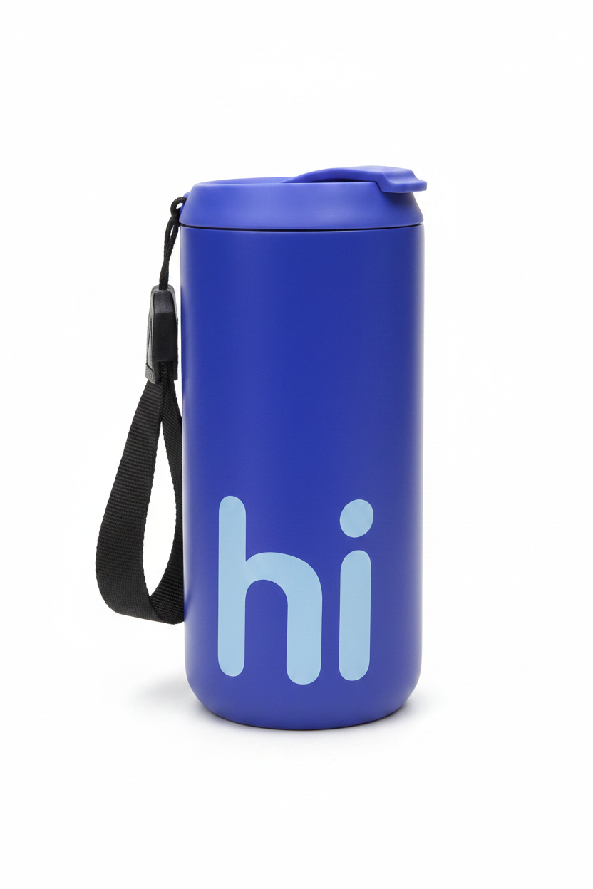 Vaso térmico Hi azul - fotografía de catálogo fondo blanco