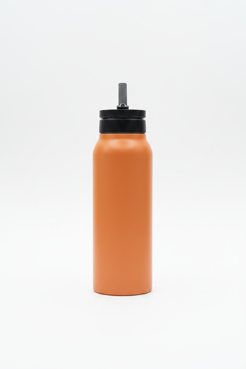 Termo isotérmico naranja con soporte magnético - fotografía de catálogo fondo blanco
