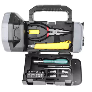 Kit de Supervivencia 5-en-1: Linterna Solar/Dínamo + Powerbank + Herramientas (Energía Infinita)