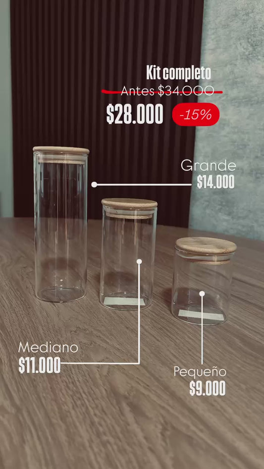 🔥 Promo Set 3 Recipientes Herméticos de Vidrio – Almacenamiento Premium