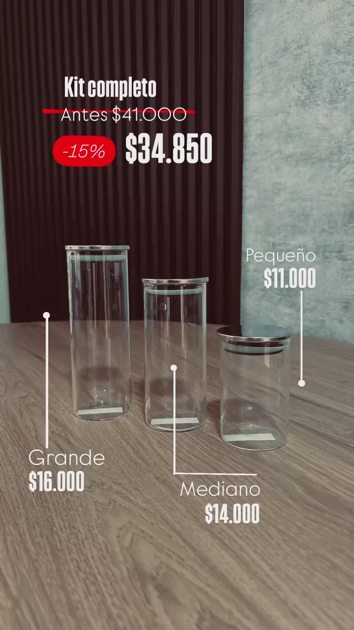 🔥 Promo Set 3 Recipientes Herméticos de Vidrio – Almacenamiento Premium