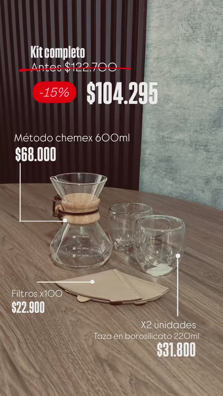 ☕ Kit Chemex + 2 Pocillos + Filtros – Café Premium en Casa