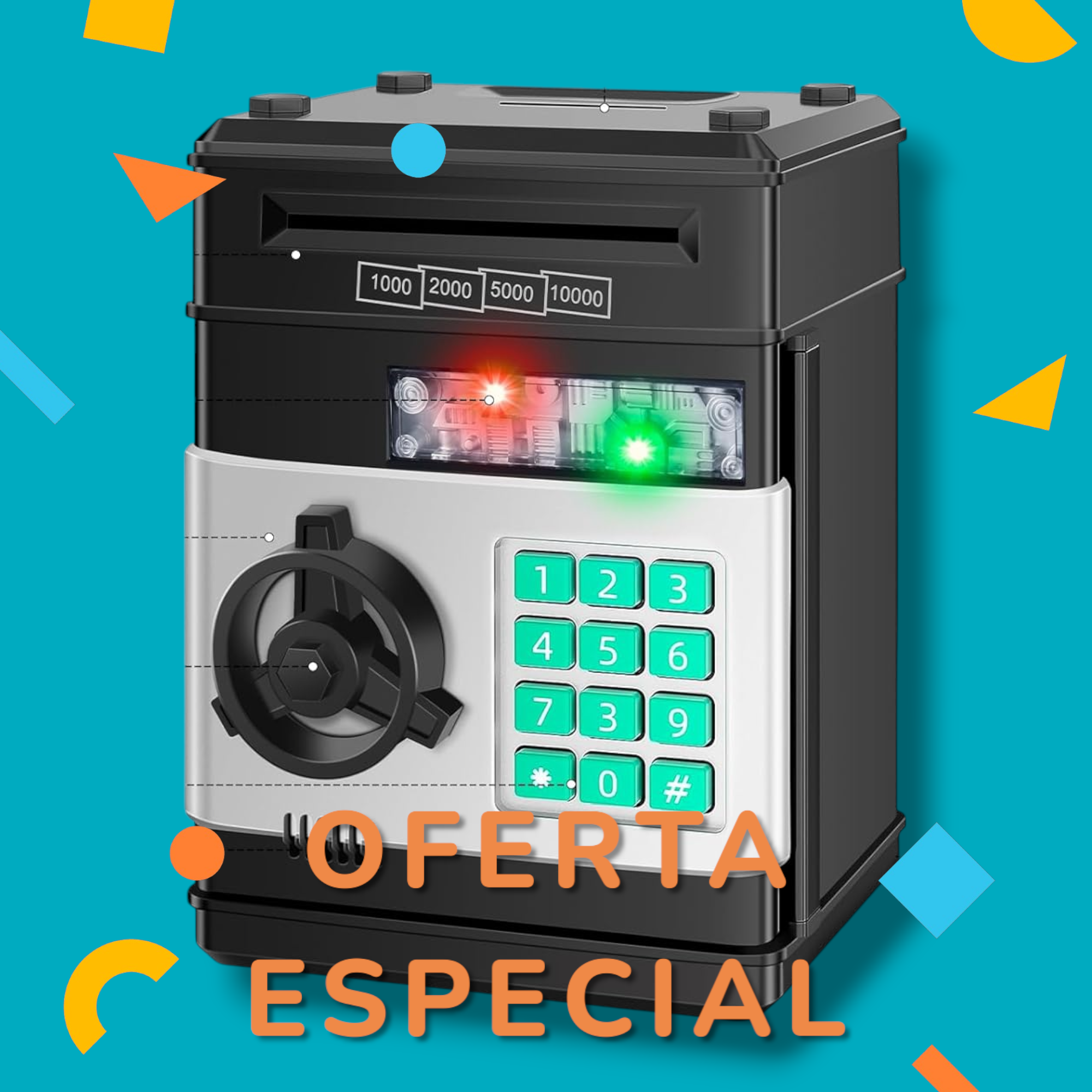 Alcancía Caja Fuerte Traga Billetes con Luces y Sonido - Aprende a Ahorrar de Manera Divertida