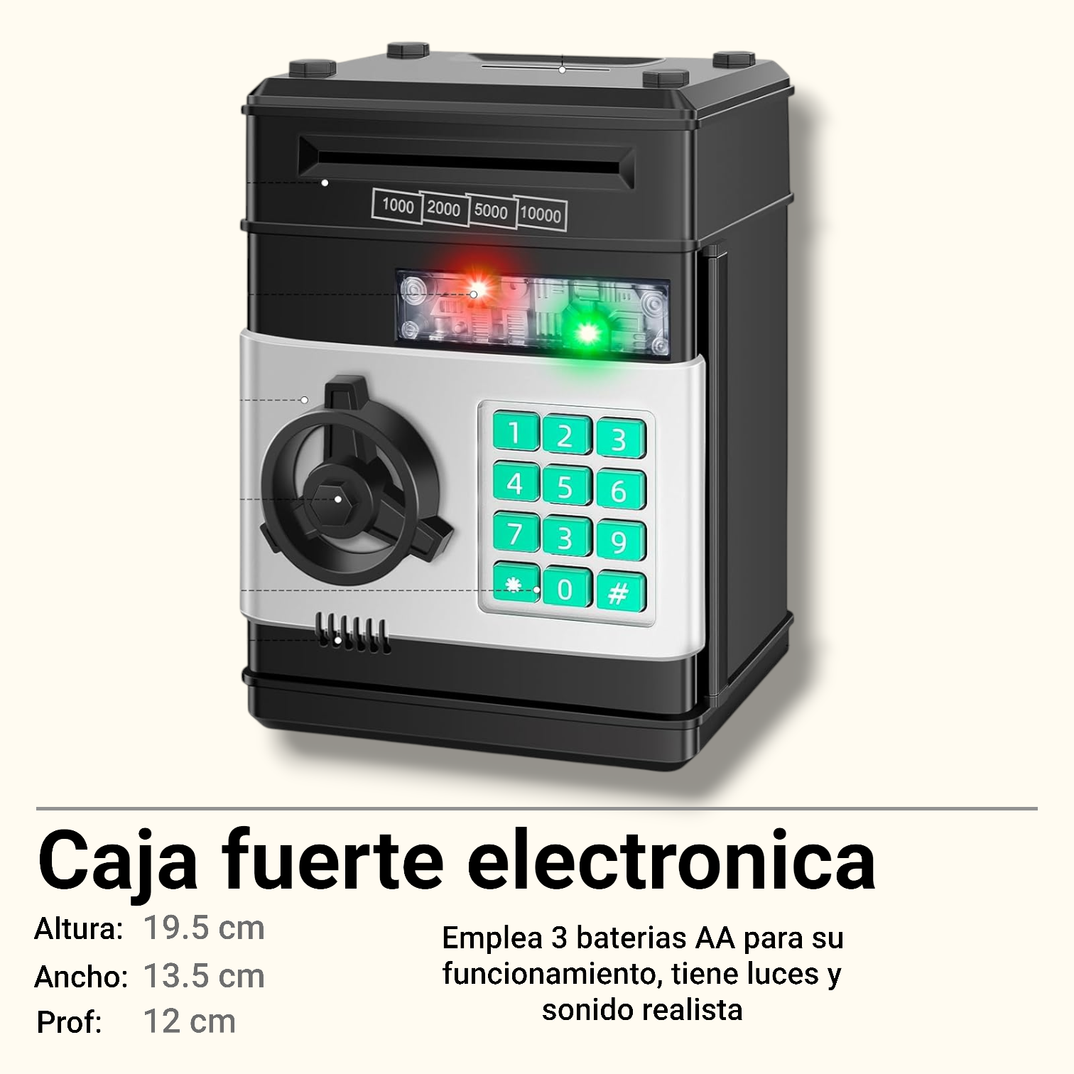 Alcancía Caja Fuerte Traga Billetes con Luces y Sonido - Aprende a Ahorrar de Manera Divertida