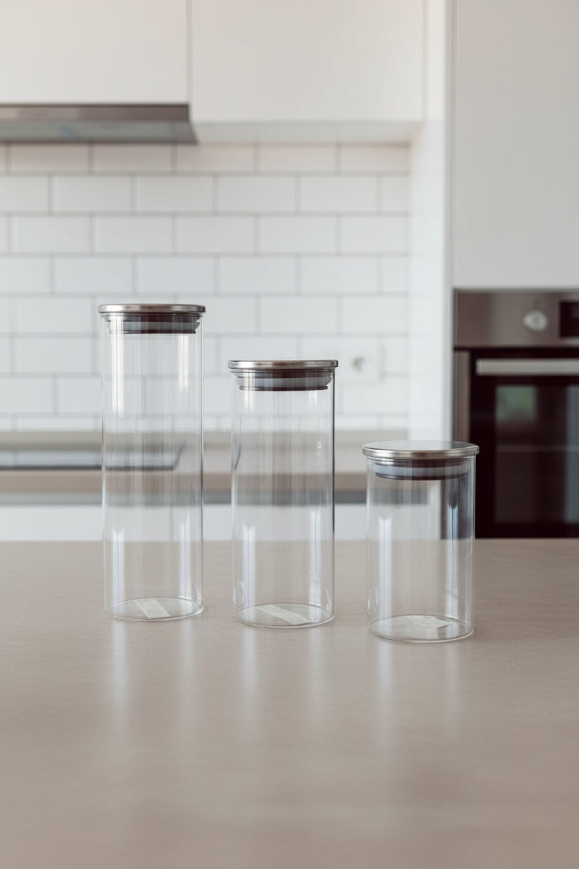 🔥 Promo Set 3 Recipientes Herméticos de Vidrio – Almacenamiento Premium